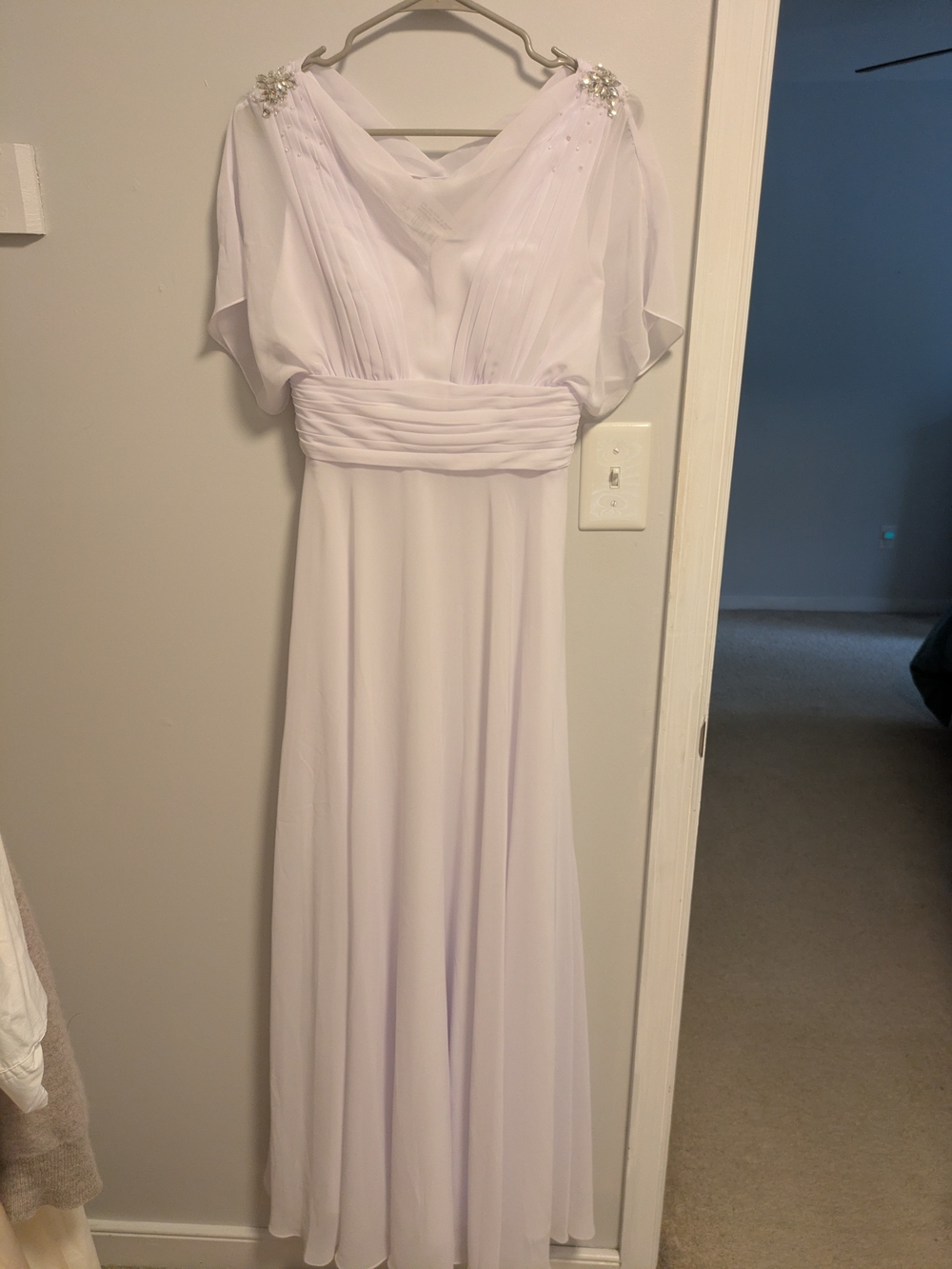 NWT JJ's House Chiffon 20s Style Gown with Beaded Shoulders Size 4 Evening Gown